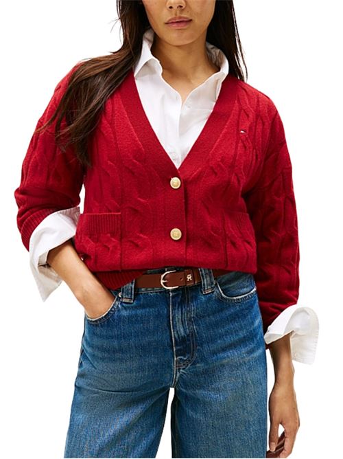 Cardigan in lana a trecce Tommy Hilfiger | WW0WW43089XIT